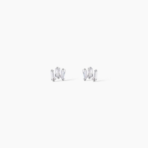 Boucles D'oreilles Puces Adria Argent Blanc Oxyde De Zirconium - Boucles d'oreilles empierr&eacute;es Femme | Histoire d&rsquo;Or