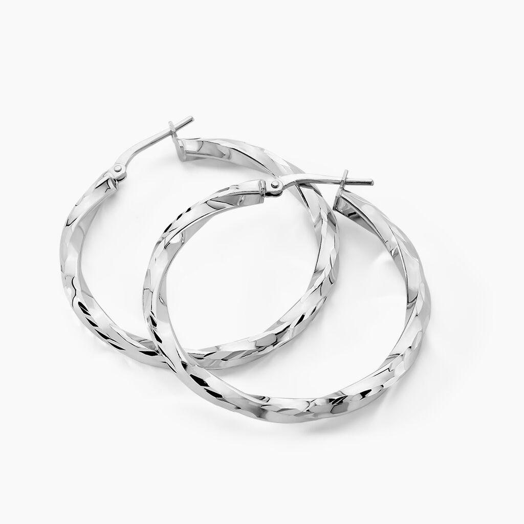 Créoles Argent Blanc Diane - Boucles d'oreilles créoles Femme | Histoire d’Or