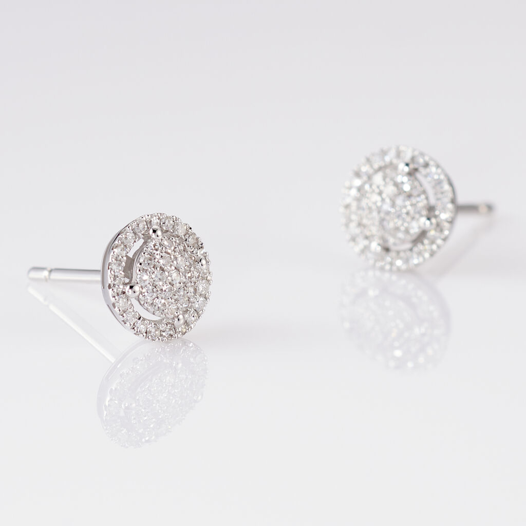 Boucles D'oreilles Puces Soleil D'hiver Or Blanc Diamant - Boucles d'oreilles pierres pr&eacute;cieuses Femme | Histoire d&rsquo;Or
