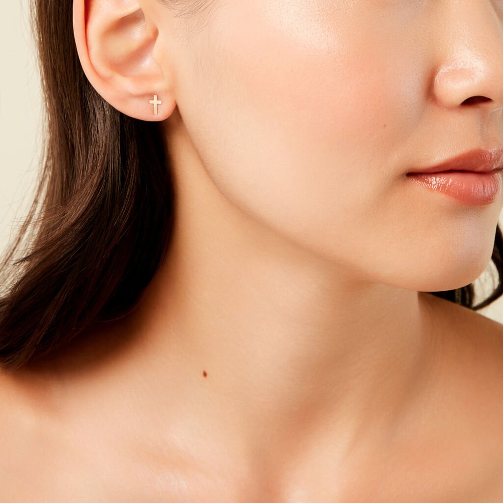 Boucles D'Oreilles Puces Lavonne Or Jaune - Clous d'oreilles Unisex | Histoire d’Or