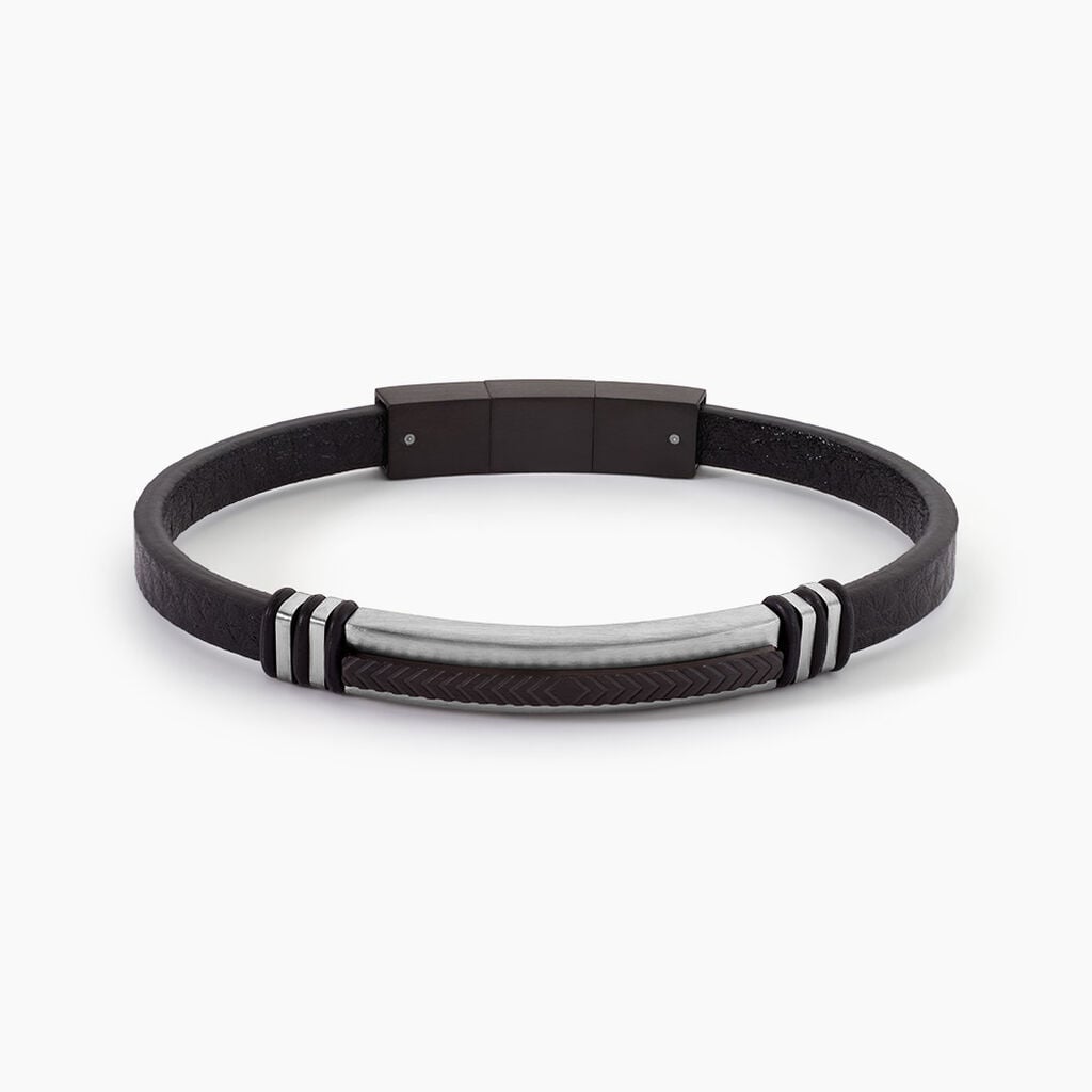Bracelet Cuir De Vache Noir - Bracelets Cuir Homme | Histoire d&rsquo;Or
