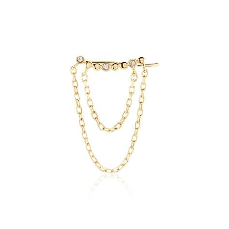 Bijou D'oreille Unitaire Plaqu&eacute; Or Jaune Kazia Oxydes De Zirconium - Boucles d'oreilles fantaisie Femme | Histoire d&rsquo;Or