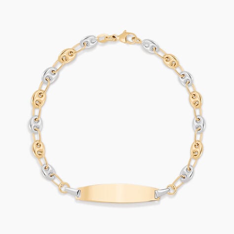 Bracelet Identit&eacute; Evin Maille Grain De Cafe Or Bicolore - Bracelets Communion Enfant | Histoire d&rsquo;Or