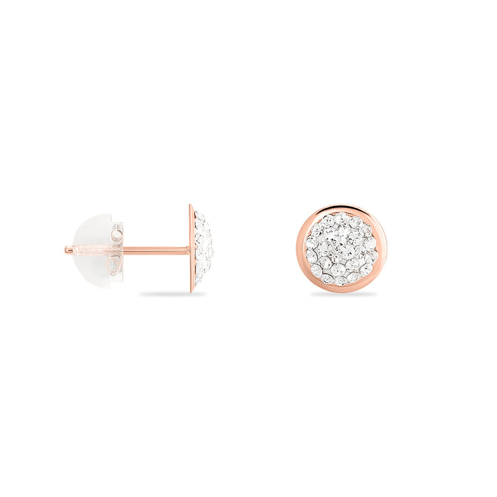 Boucles D'oreilles Puces Edmee Cercle 0 Or Rose Strass - Clous d'oreilles Femme | Histoire d’Or