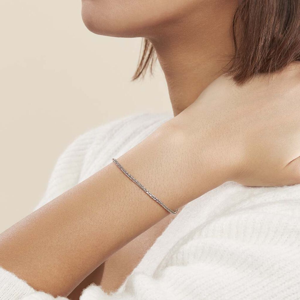 Bracelet Sherihane Maille Palmier Argent Blanc - Bracelets chaîne Femme | Histoire d’Or