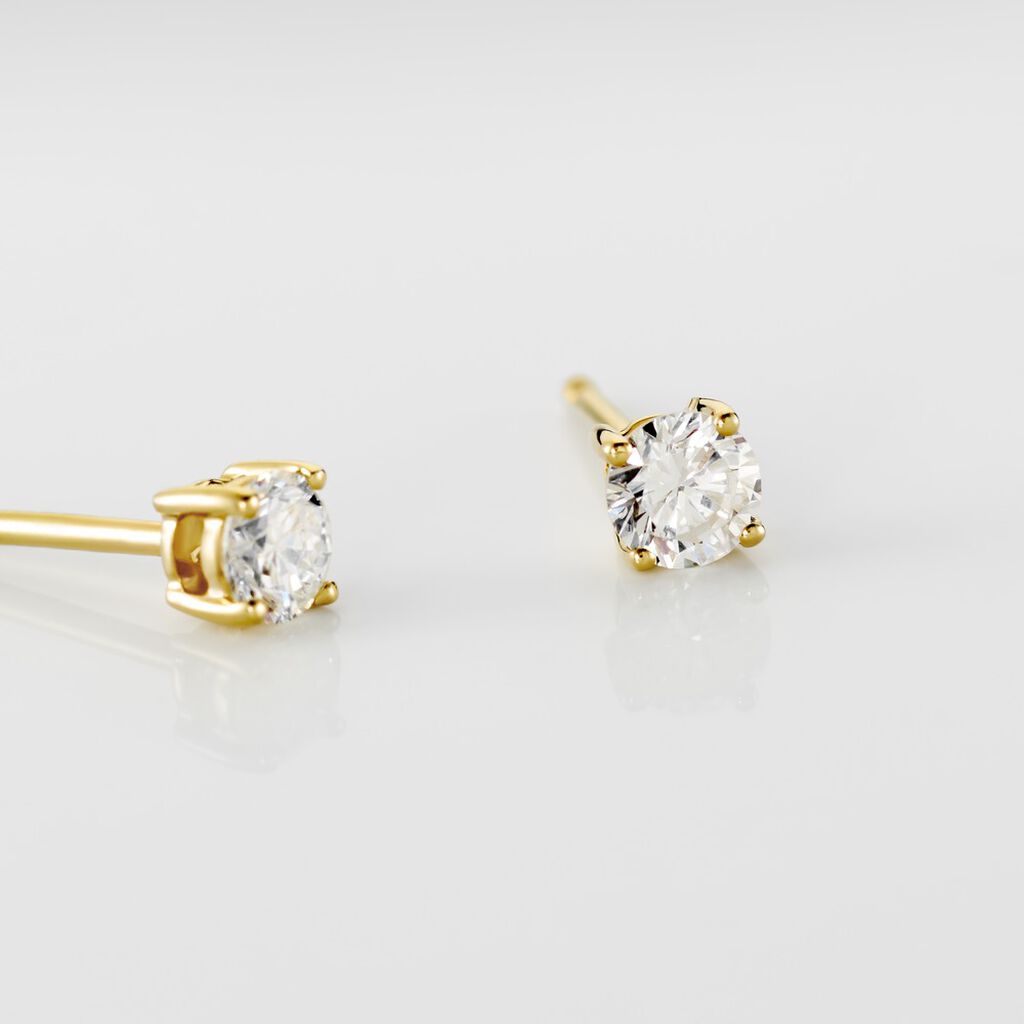 Boucles D'oreilles Puces Or Jaune Diamants Synthetique - Clous d'oreilles Femme | Histoire d&rsquo;Or