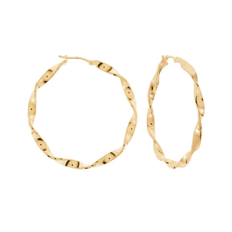 Cr&eacute;oles Lenna Torsad&eacute;e Plaqu&eacute; Or Jaune - Boucles d'oreilles cr&eacute;oles Femme | Histoire d&rsquo;Or