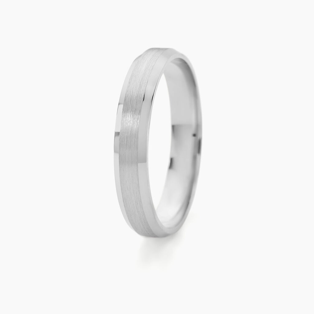 Alliance Ruban Mat Et Billant Biseautee Palladium Blanc - Alliances Homme | Histoire d’Or