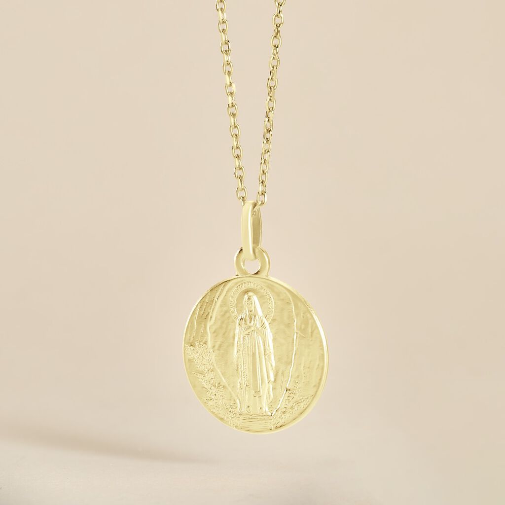 Medaille Or Jaune Vierge - Pendentifs Bapt&ecirc;me Famille | Histoire d&rsquo;Or