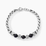 Bracelet Gulustan Acier Gris Vieilli Pierres De Lave - Bracelets Homme | Histoire d&rsquo;Or