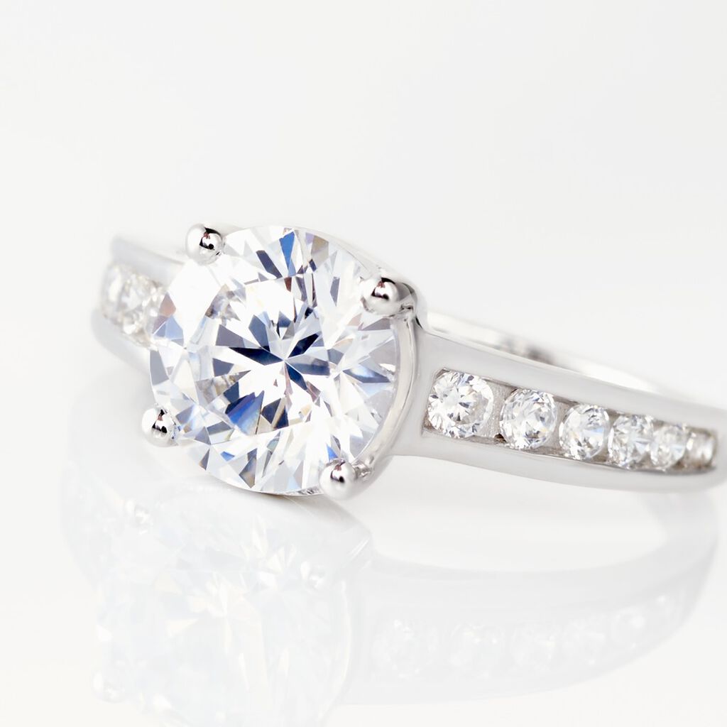 Bague Tatjana Or Blanc Oxyde De Zirconium - Bagues solitaires Femme | Histoire d&rsquo;Or