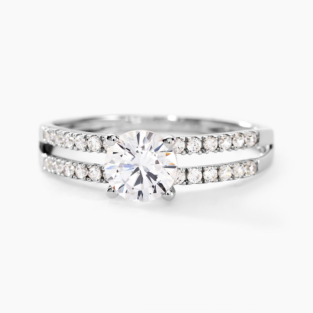 Bague Solitaire Cesarine Or Blanc Oxyde De Zirconium - Bagues solitaires Femme | Histoire d’Or