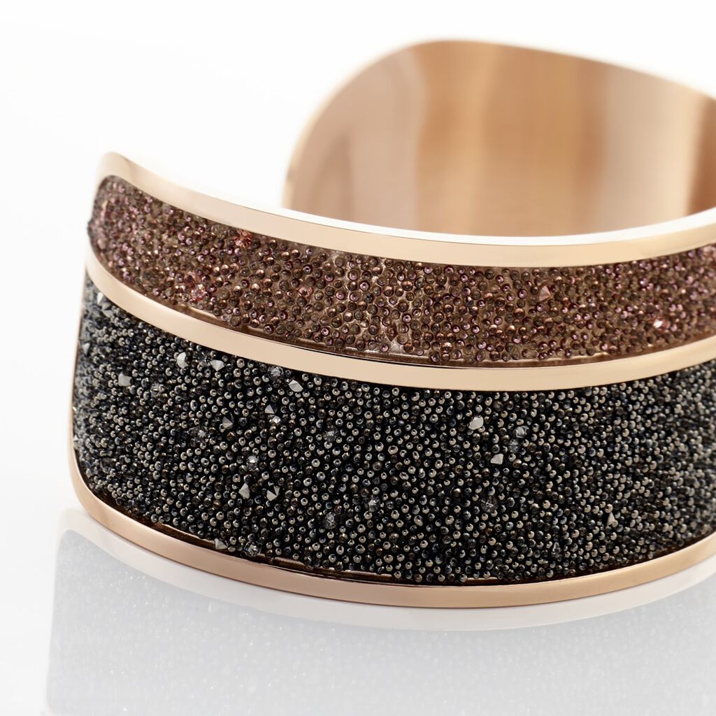 Bracelet Manchette Ouvert Acier Rose Carron - Bracelets manchettes Femme | Histoire d’Or