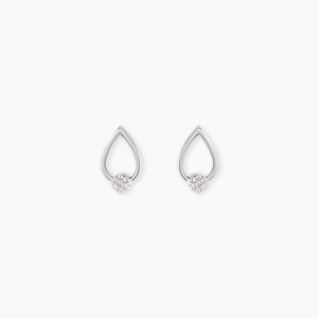 Boucles D'Oreilles Puces Cantara Argent Blanc Oxyde De Zirconium - Boucles d'oreilles fantaisie Femme | Histoire d&rsquo;Or