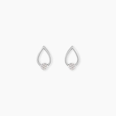 Boucles D'Oreilles Puces Cantara Argent Blanc Oxyde De Zirconium - Boucles d'oreilles fantaisie Femme | Histoire d&rsquo;Or