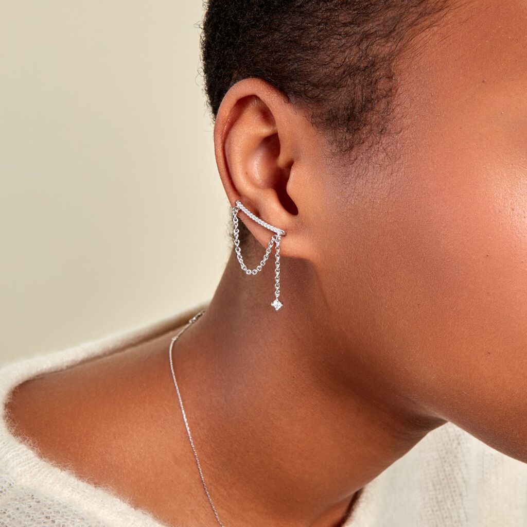 Bijou D'oreille Unitaire Joselyn Argent Blanc Oxyde De Zirconium - Boucles d'oreilles fantaisie Femme | Histoire d’Or
