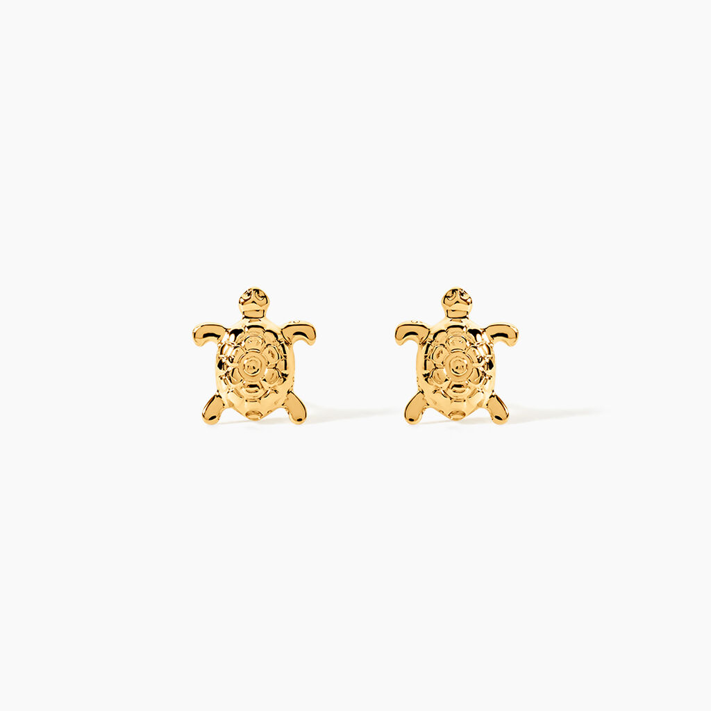 Boucles D'oreilles Puces Almahae Tortue Or Jaune - Clous d'oreilles Famille | Histoire d&rsquo;Or