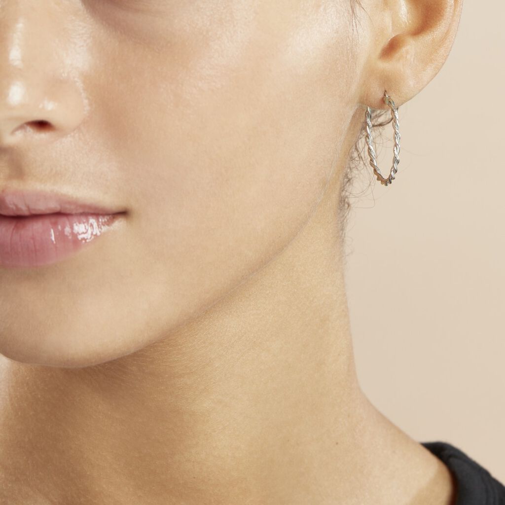 Créoles Argent Blanc Abie - Boucles d'oreilles créoles Femme | Histoire d’Or