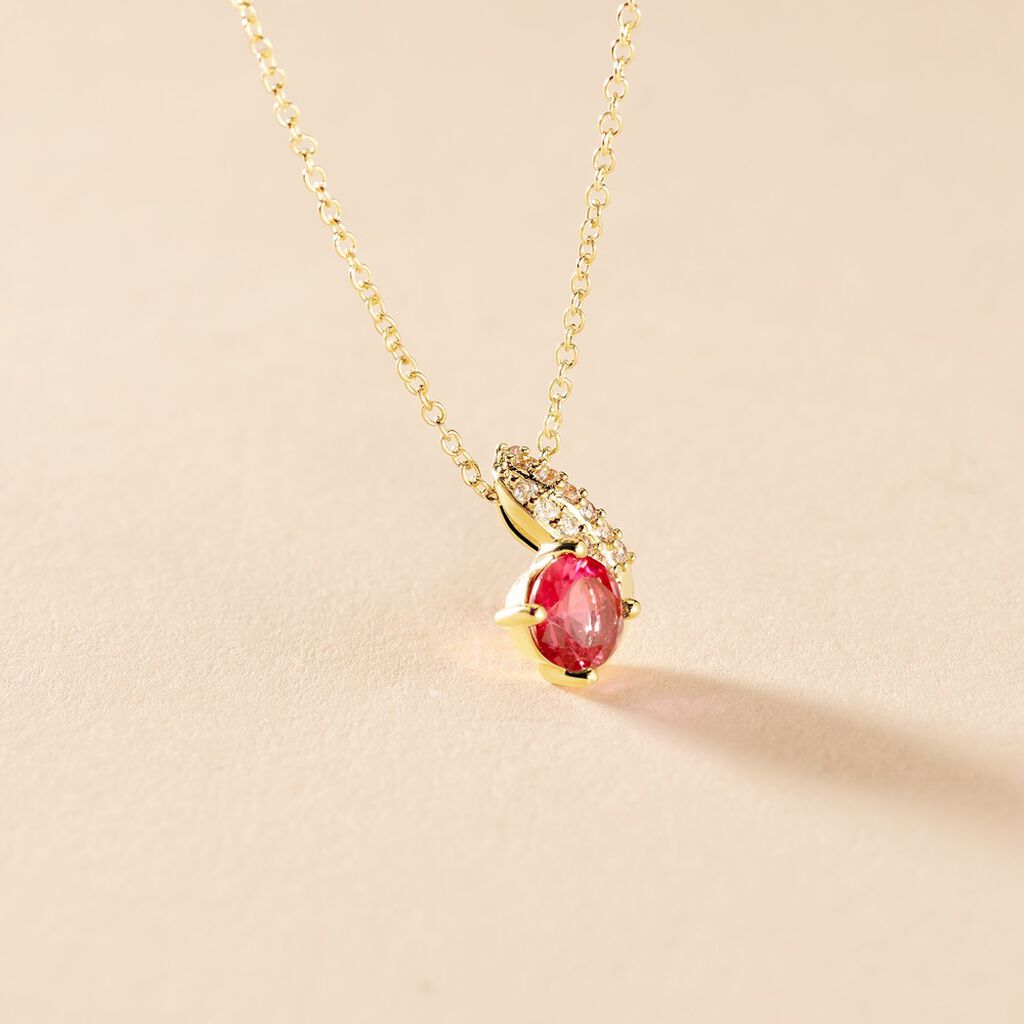 Collier Tyana Plaqué Or Jaune Pierre De Synthese Et Oxyde De Zirconium - Colliers fantaisie Femme | Histoire d’Or