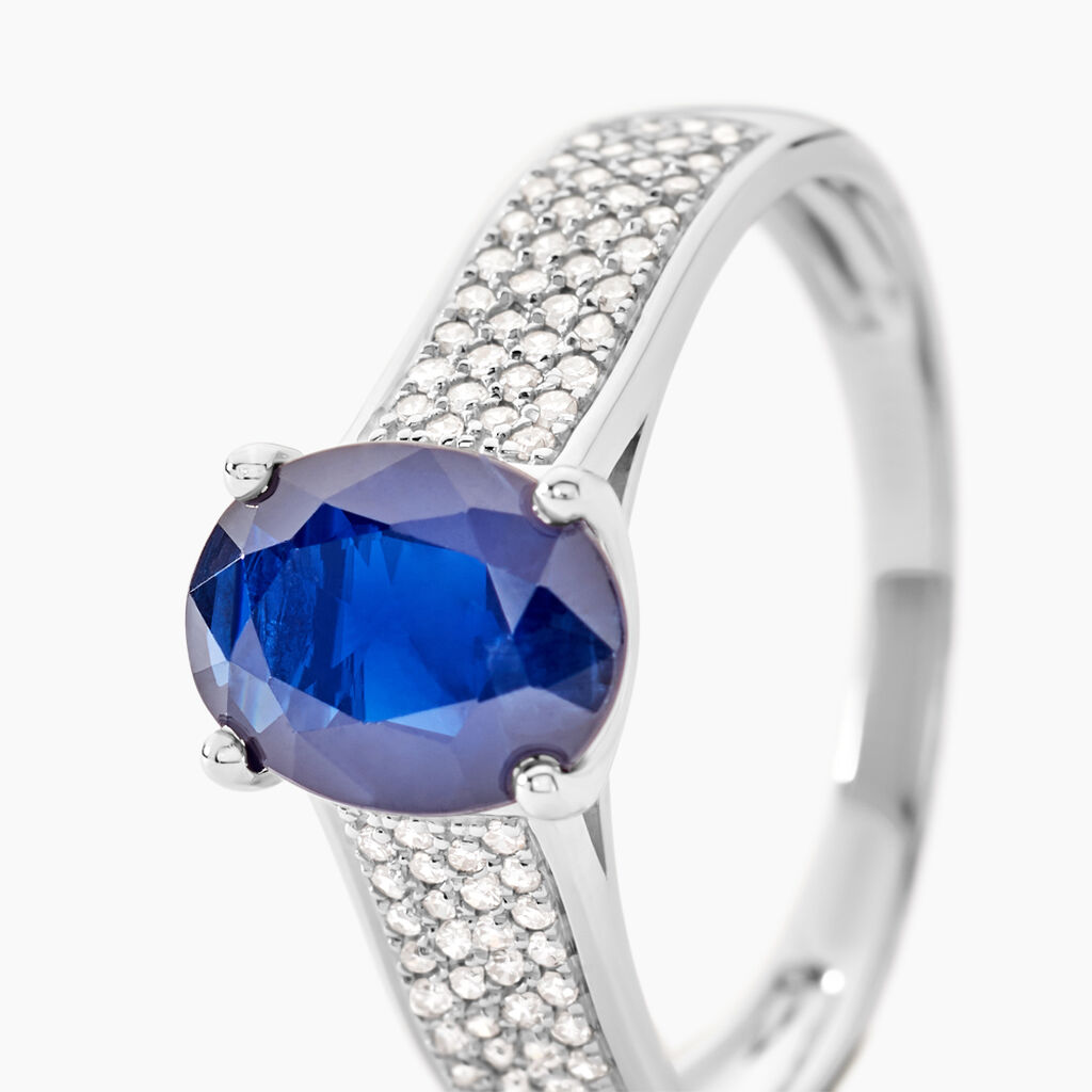Bague Crista Or Blanc Saphir Et Diamant - Bagues solitaires Femme | Histoire d&rsquo;Or