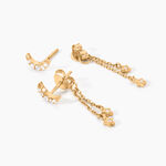 Boucles D'Oreilles Pendantes Moon Plaqu&eacute; Or Jaune Oxyde De Zirconium - Boucles d'oreilles fantaisie Femme | Histoire d&rsquo;Or