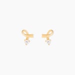 Boucles D'oreilles Puces Alvina Ruban Or Jaune Oxyde De Zirconium - Clous d'oreilles Femme | Histoire d&rsquo;Or
