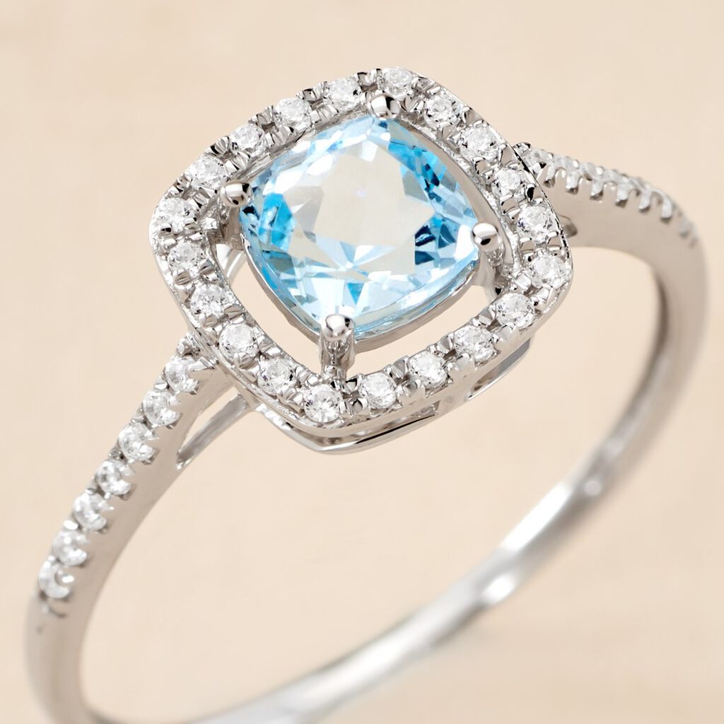 Bague Adrienna Or Blanc Topaze Oxyde De Zirconium - Bagues solitaires Femme | Histoire d&rsquo;Or