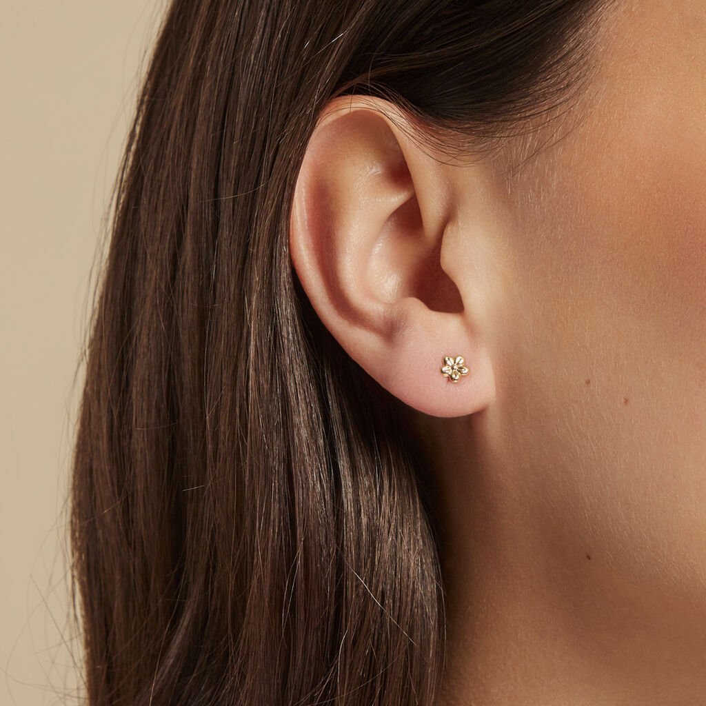 Boucles D'oreilles Puces Kukka Or Jaune - Clous d'oreilles Femme | Histoire d’Or
