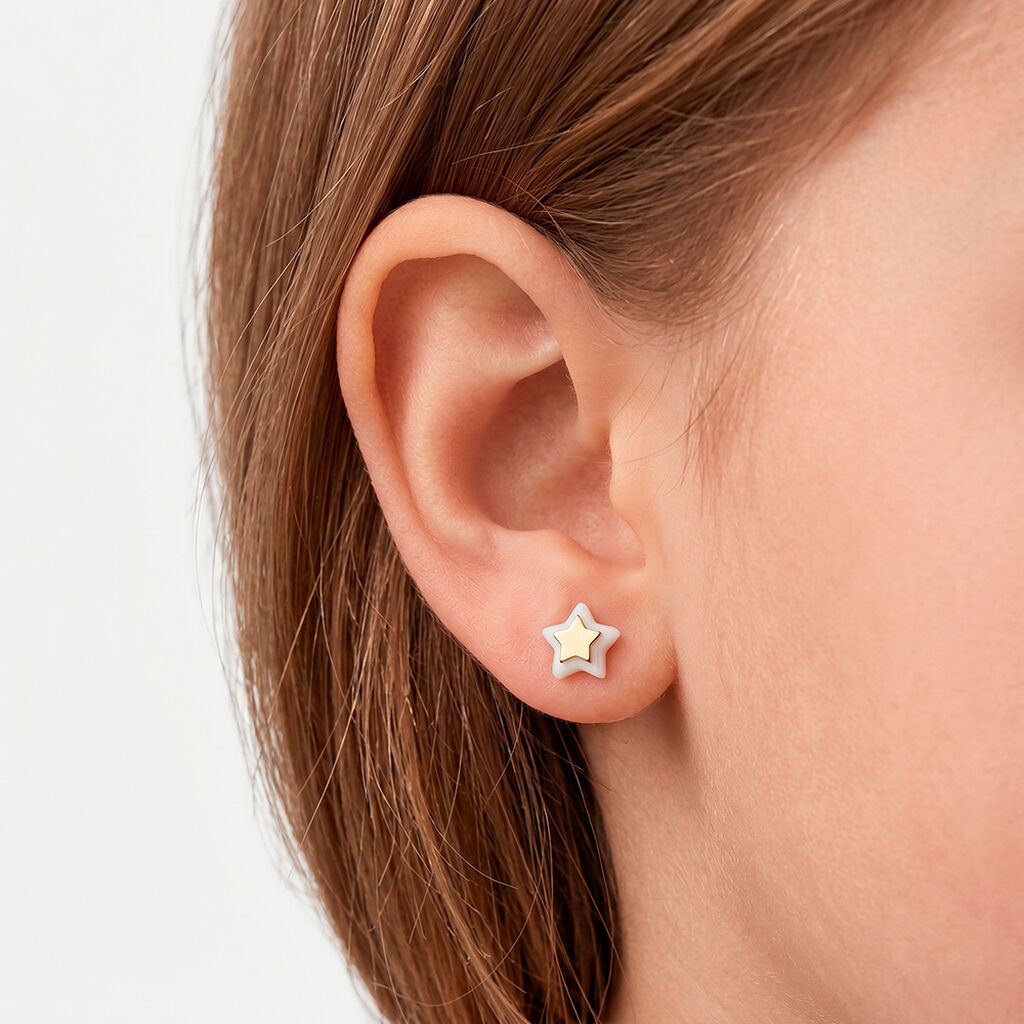 Boucles D'oreilles Puces Cleomelia Etoile Or Jaune - Clous d'oreilles Enfant | Histoire d&rsquo;Or
