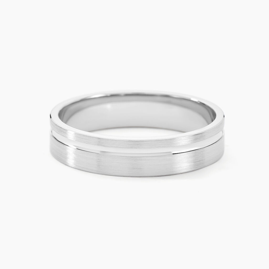 Alliance Mat Et Brillant Liseret Ruban Plat Palladium Blanc - Alliances Homme | Histoire d’Or