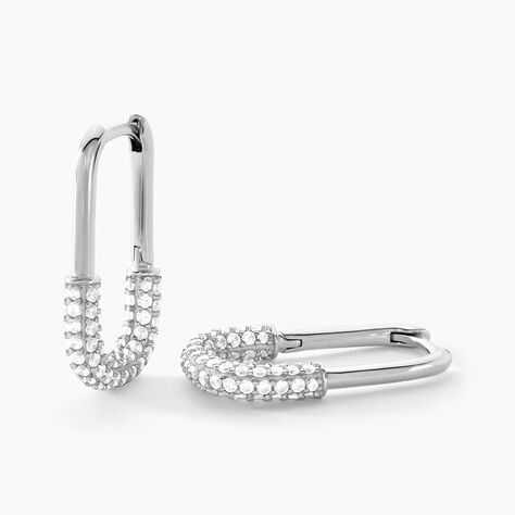 Cr&eacute;oles Urban Call Argent Blanc Oxyde De Zirconium - Boucles d'oreilles cr&eacute;oles Femme | Histoire d&rsquo;Or
