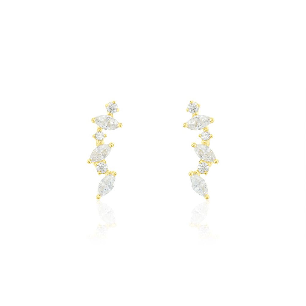 Boucles D'oreilles Puces Or Jaune Fortunella Oxydes De Zirconium - Clous d'oreilles Femme | Histoire d’Or