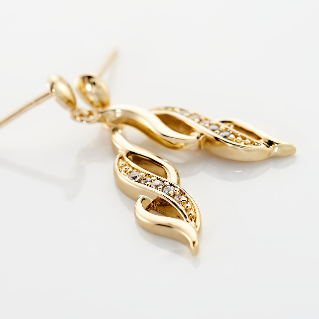 Boucles D'oreilles Pendantes Ishaae Plaqu&eacute; Or Jaune Oxyde De Zirconium - Boucles d'oreilles fantaisie Femme | Histoire d&rsquo;Or