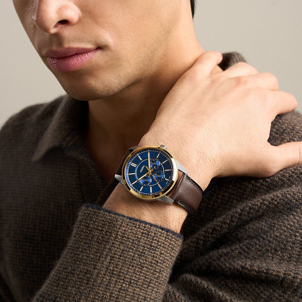 Montre Fossil Pearson Bleu - F&ecirc;te des p&egrave;res Homme | Histoire d&rsquo;Or