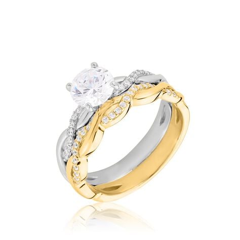 Bague Manille Argent Bicolore Oxyde De Zirconium - Bagues solitaires Femme | Histoire d&rsquo;Or