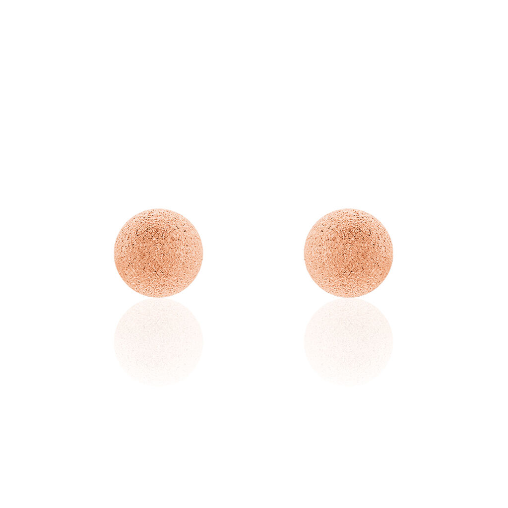Boucles D'oreilles Puces Fidelia Boule Sablee Or Rose - Clous d'oreilles Femme | Histoire d&rsquo;Or