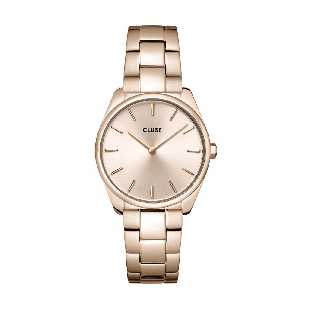 Montre Cluse Feroce Petite Acier Acier Dore Rose - Montres Femme | Histoire d&rsquo;Or