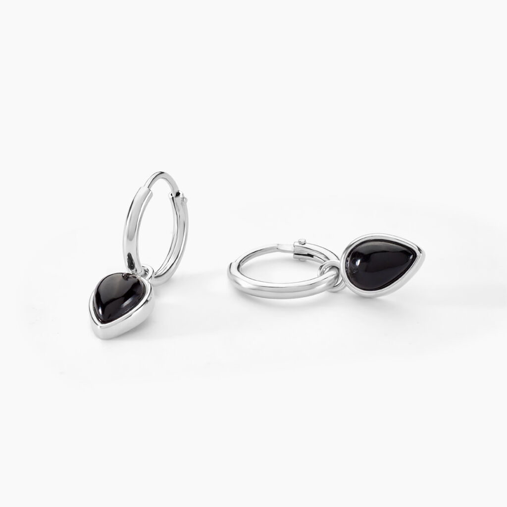 Cr&eacute;oles Mentissa Argent Blanc Agate - Boucles d'oreilles cr&eacute;oles Femme | Histoire d&rsquo;Or