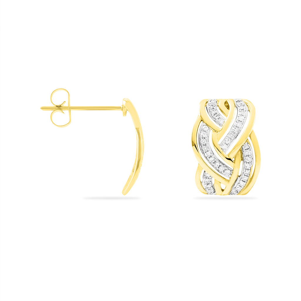 Boucles D'oreilles Puces Leopoldine Or Jaune Diamant - Boucles d'oreilles pendantes Femme | Histoire d’Or