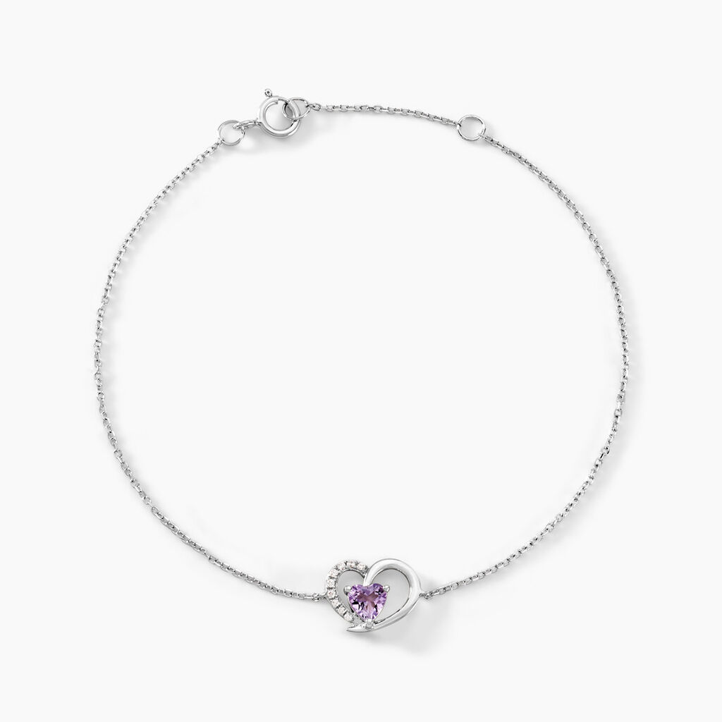 Bracelet Eliana Or Blanc Amethyste Et Oxyde De Zirconium