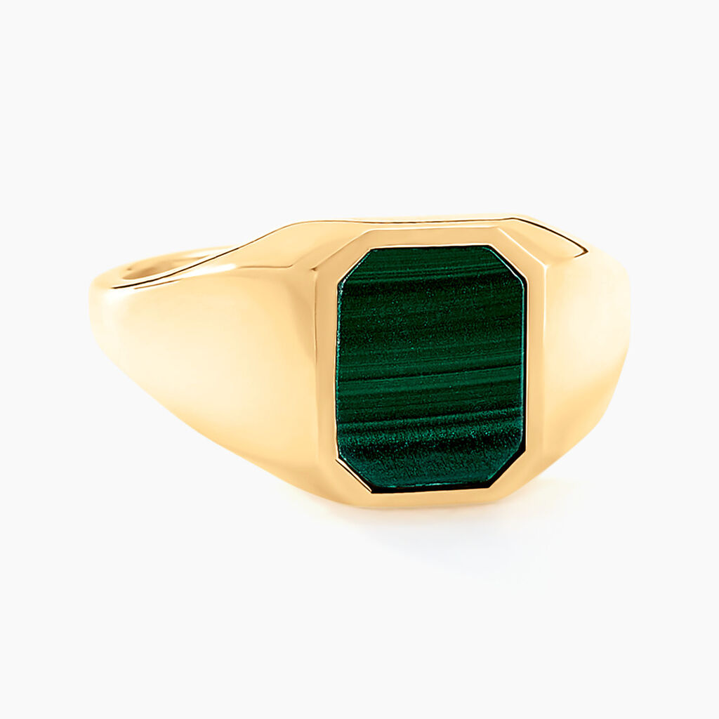 Chevalière Tertiussa Or Jaune Malachite - Chevalières Famille | Histoire d’Or