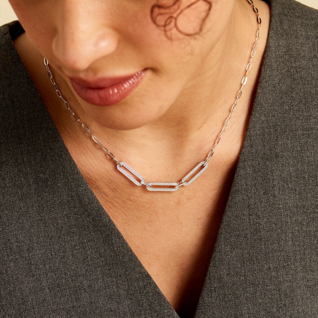 Collier Trait D'union Argent Blanc Oxyde De Zirconium - Colliers Femme | Histoire d’Or