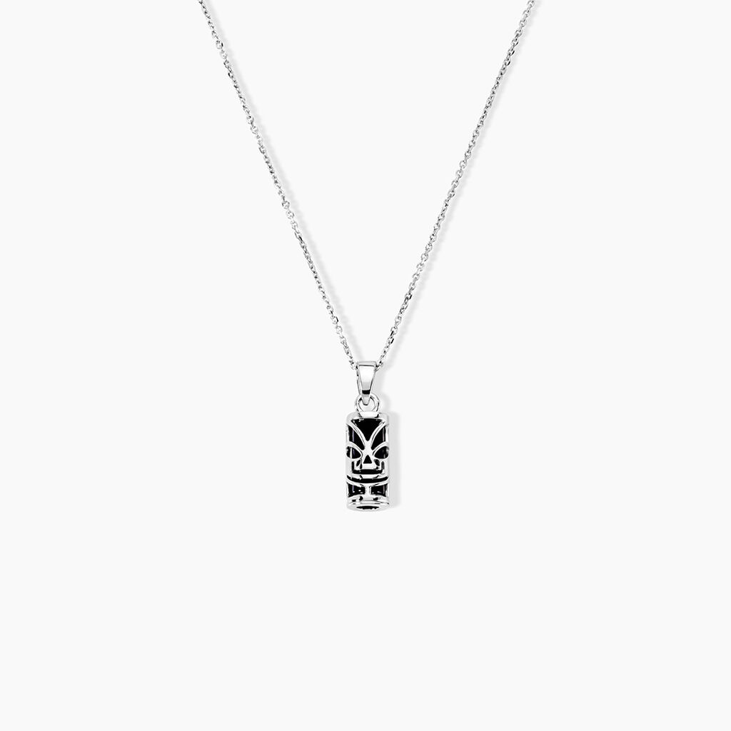 Pendentif Tiki Argent Blanc Onyx - Pendentifs Femme | Histoire d&rsquo;Or