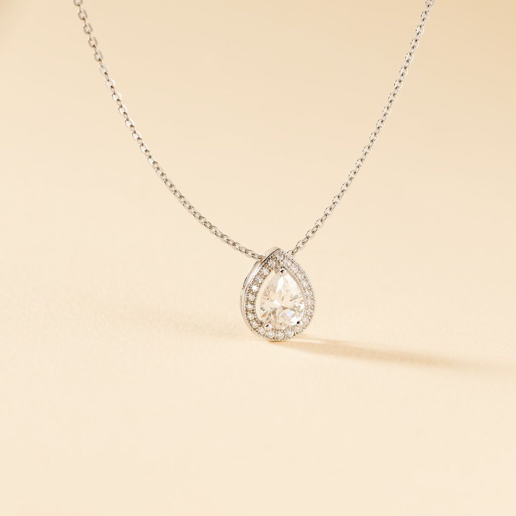 Collier Pilar Argent Blanc Oxyde De Zirconium - Colliers fantaisie Femme | Histoire d&rsquo;Or
