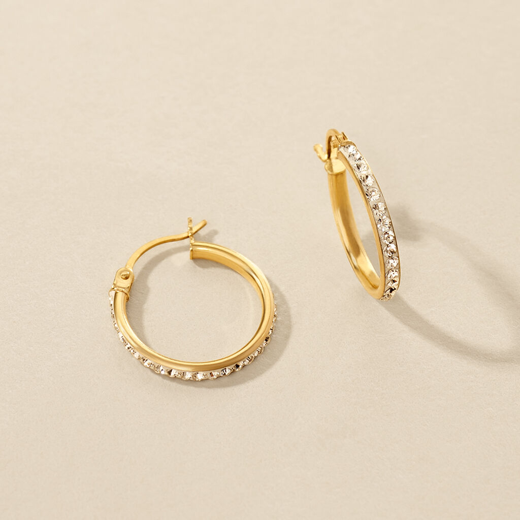 Créoles Sandrine Or Jaune Strass - Boucles d'oreilles créoles Femme | Histoire d’Or