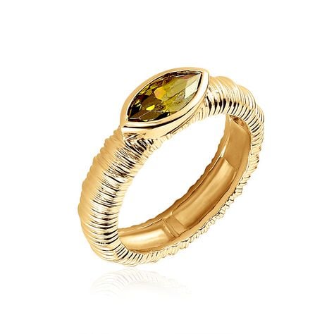 Bague Angelica Plaque Or Jaune Oxyde De Zirconium - Bagues solitaires Femme | Histoire d’Or