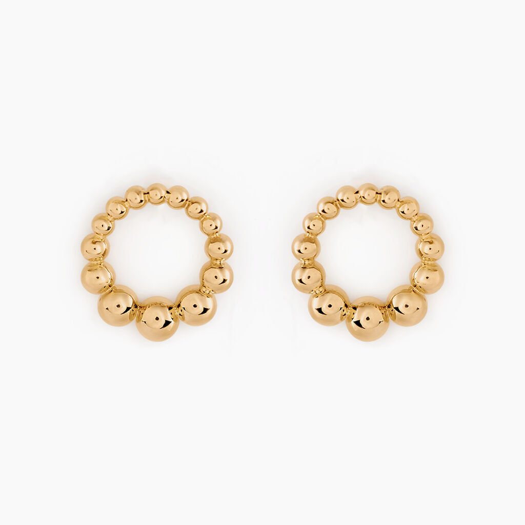 Boucles D'oreilles Puces Golden Beans Plaqué Or Jaune - Boucles d'oreilles fantaisie Femme | Histoire d’Or