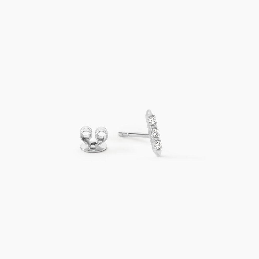 Boucles D'Oreilles Puces Susumu Argent Blanc Oxyde De Zirconium - Boucles d'oreilles fantaisie Femme | Histoire d&rsquo;Or