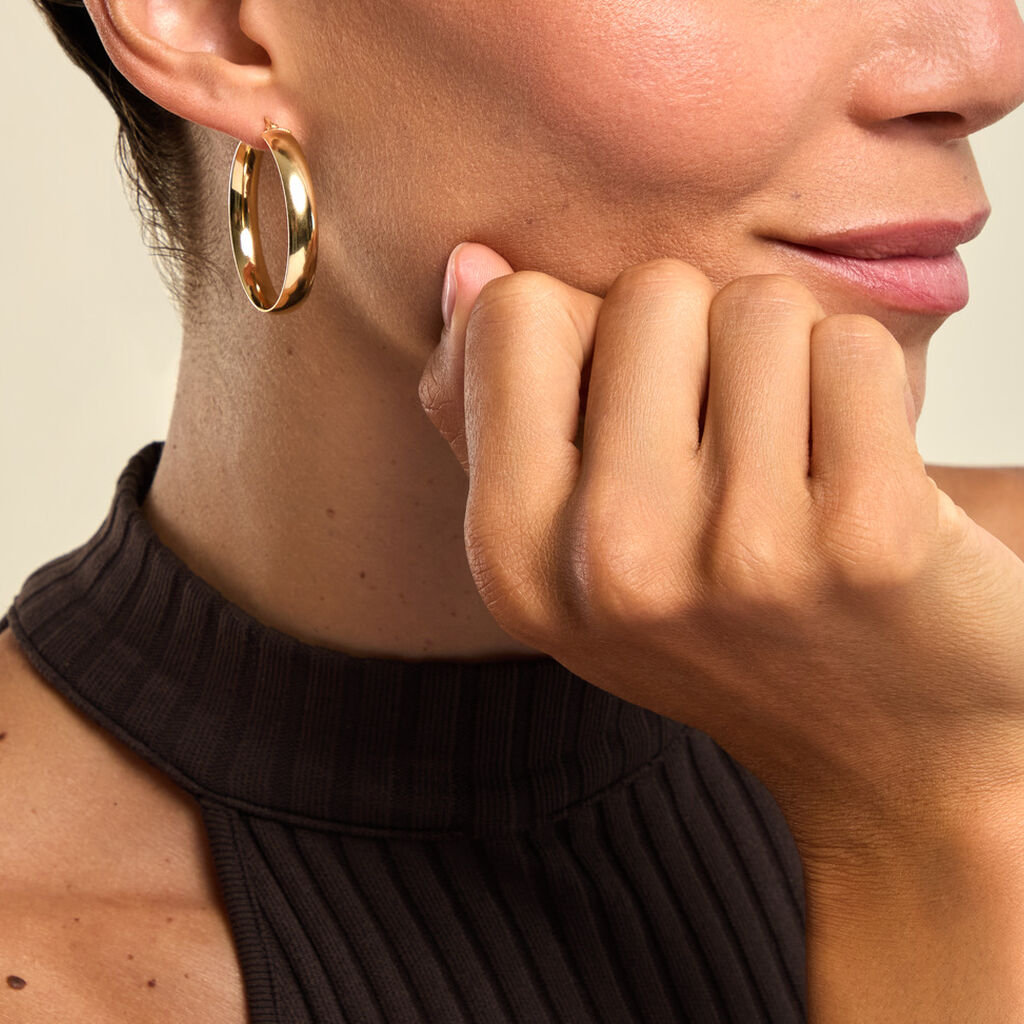 Cr&eacute;oles Terezia Argent Dor&eacute; A L'Or 750/1000 - Boucles d'oreilles cr&eacute;oles Femme | Histoire d&rsquo;Or