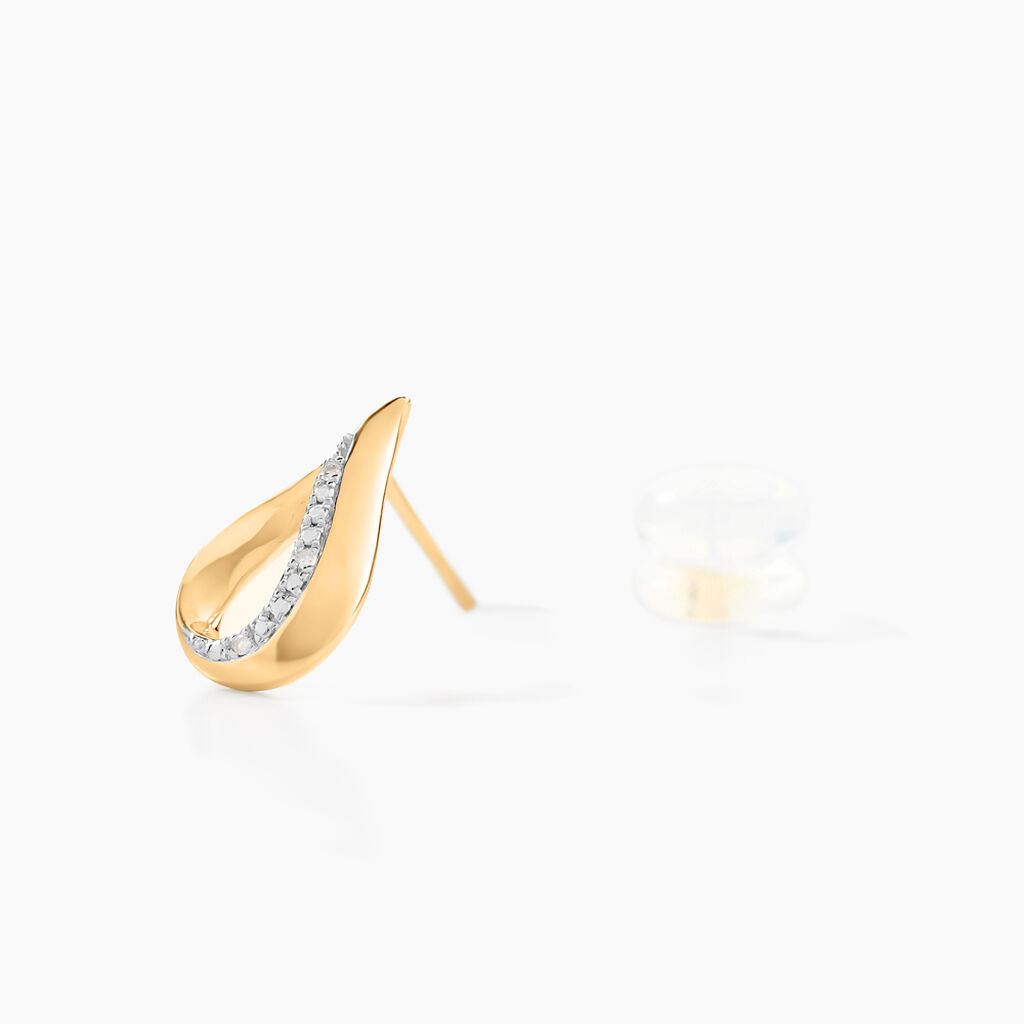Boucles D'oreilles Puces Goccie Or Jaune Diamant - Clous d'oreilles Femme | Histoire d’Or